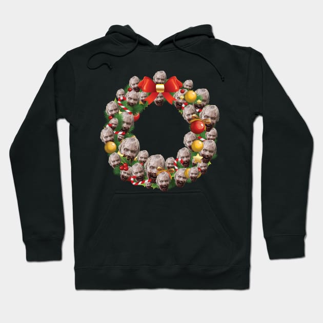 Zombie Multiface Christmas Wreath Hoodie by Rebus28